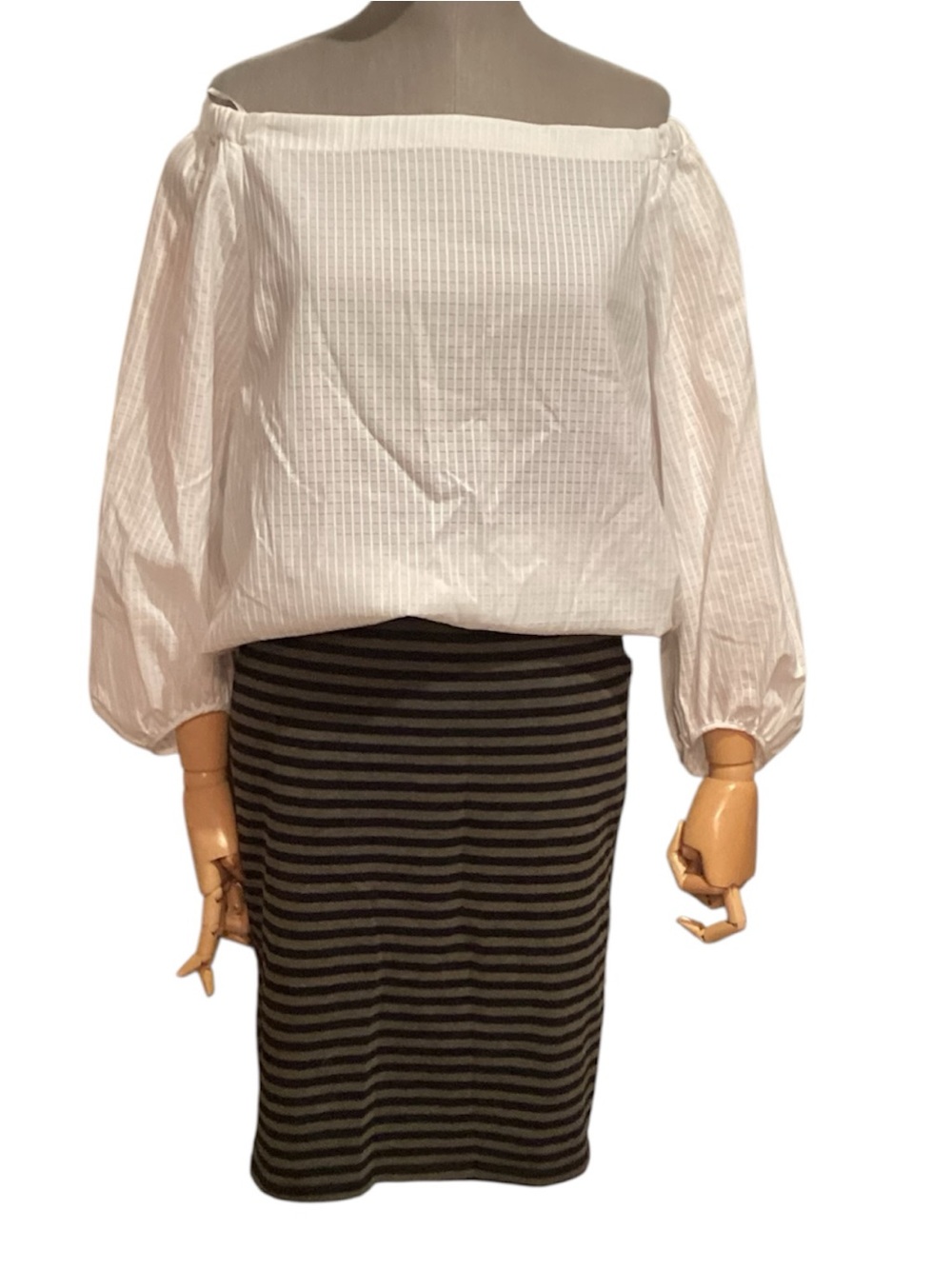 Cotton (92%) Smart Set Pencil Skirt, Striped, size medium, with spandex